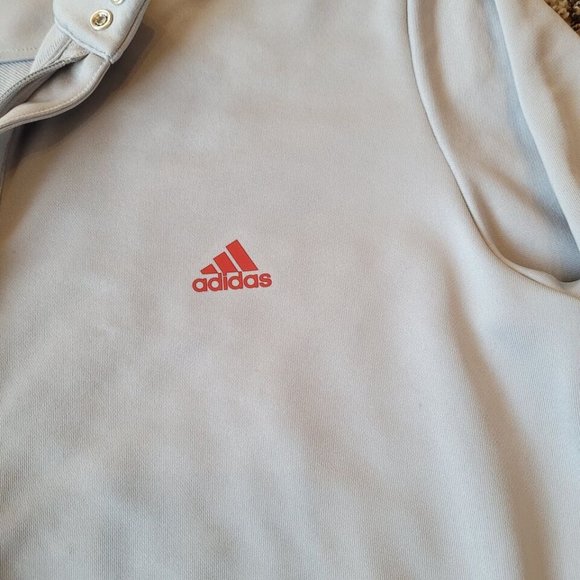 NWT Men's Size XL Adidas Chrome Gray Golf Full Zip Front Tricot Logo Jacket - Picture 2 of 4